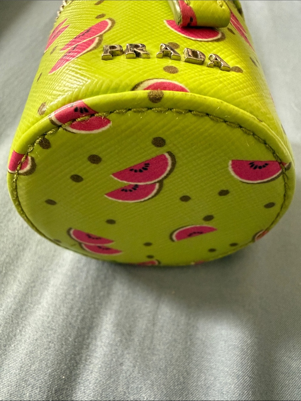 Prada Lime Green and Pink Watermelon Print Leather Pouch - Picture 5 of 14